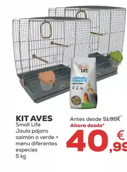 Kiwoko KIT AVES Small Life Jaula salmón o verde + menu diferentes oferta