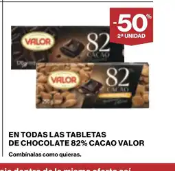 Supercor VALOR En todas las tabletas de chocolate 82% cacao oferta