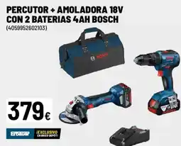 Brico Depôt BOSCH Percutor + amoladora 18v con 2 baterias 4ah oferta