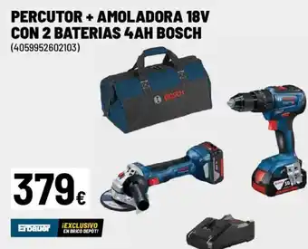 Brico Depôt BOSCH Percutor + amoladora 18v con 2 baterias 4ah oferta