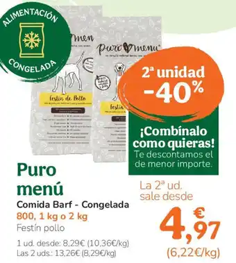 TiendAnimal PURO MENU Comida Barf - Congelada oferta