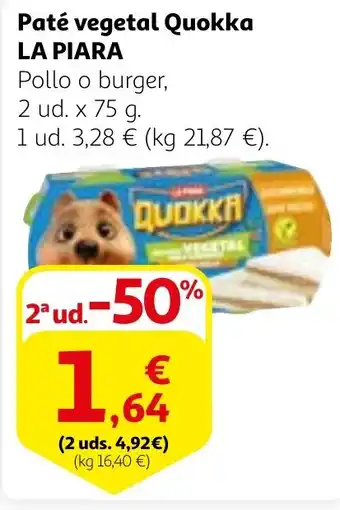 Alcampo LA PIARA Paté vegetal Quokka oferta