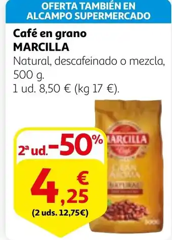 Alcampo MARCILLA Café en grano oferta