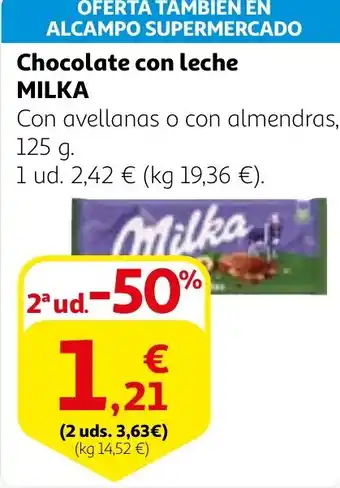 Alcampo MILKA Chocolate con leche oferta