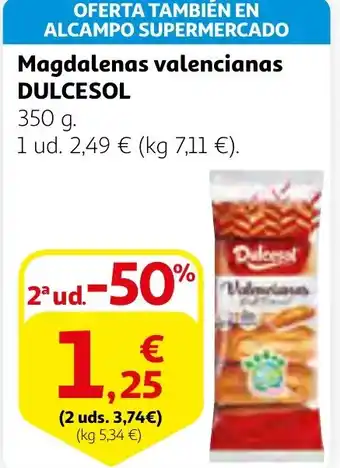 Alcampo DULCESOL Magdalenas valencianas oferta