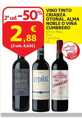 Alcampo Vino tinto crianza otonal, alma noble o vina cumbrero oferta