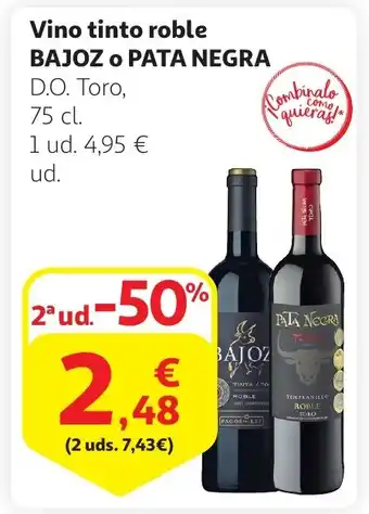 Alcampo BAJOZ O PATA NEGRA Vino tinto roble oferta