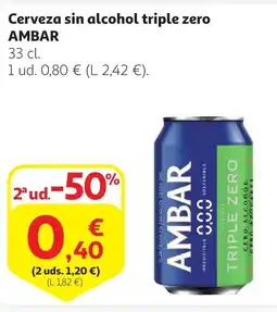 Alcampo AMBAR Cerveza sin alcohol triple zero oferta