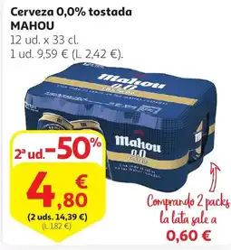 Alcampo MAHOU Cerveza 0,0% tostada oferta