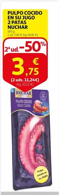 Alcampo NUCHAR Pulpo cocido en su jugo 2 patas oferta