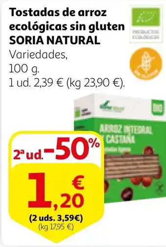 Alcampo SORIA NATURAL Tostadas de arroz ecológicas sin gluten oferta