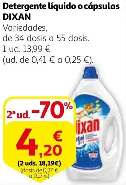 Alcampo DIXAN Detergente líquido o cápsulas oferta