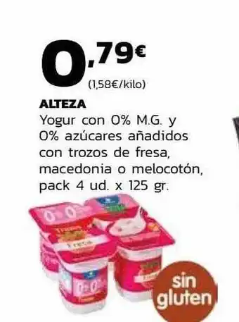 Supermercados Lupa Alteza Yogur Con 0% M.g. Y 0% Azucares Añadidos Con Trozos De Fresa Macedonia O Melocoton oferta