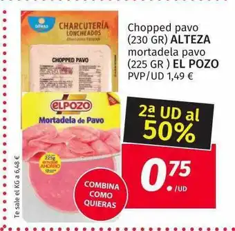 Maskom Supermercados 2a Ud Al 50% Chopped Pavo Alteza Mortadela Pavo El Pozo oferta