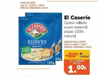 Maskom Supermercados -50% 2a Unidad El Caserio Queso Rallado Suave Especial Pizzas 100% Natural oferta