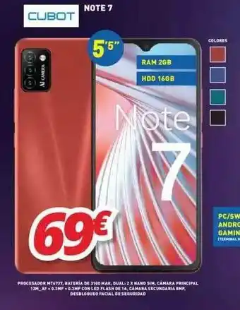 Mi electro Cubot Note 7 oferta
