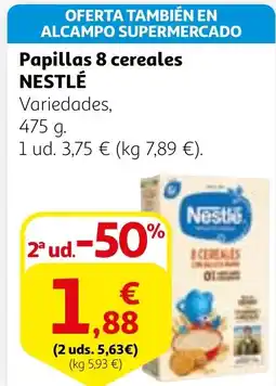 Alcampo NESTLÉ Papillas 8 cereales oferta