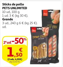 Alcampo PETS UNLIMITED Sticks de pollo oferta