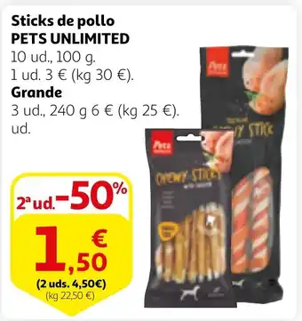 Alcampo PETS UNLIMITED Sticks de pollo oferta