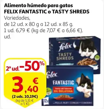 Alcampo FELIX FANTASTIC O TASTY SHREDS Alimento húmedo para gatos oferta