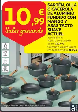 Alcampo ACTUEL Sartén, olla o cacerola de aluminio fundido con mango y asas tacto oferta