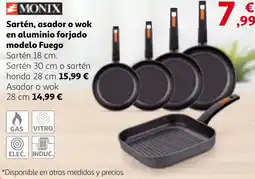 Alcampo MONIX Sartén, asador o wok en aluminio forjado modelo Fuego oferta