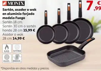 Alcampo MONIX Sartén, asador o wok en aluminio forjado modelo Fuego oferta