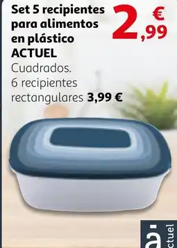 Alcampo ACTUEL Set 5 recipientes para alimentos en plástico oferta