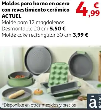 Alcampo ACTUEL Moldes para horno en acero con revestimiento cerámico oferta