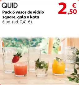 Alcampo QUID Pack 6 vasos de vidrio square, gala o kata oferta