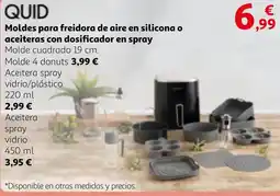 Alcampo QUID Moldes para freidora de aire en silicona o aceiteras con dosificador en spray oferta