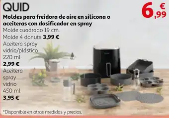 Alcampo QUID Moldes para freidora de aire en silicona o aceiteras con dosificador en spray oferta