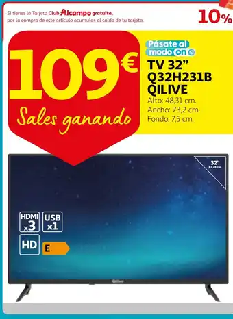 Alcampo QILIVE TV 32" Q32H231B oferta