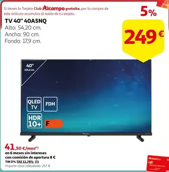 Alcampo HISENSE TV 40" 40A5NQ oferta