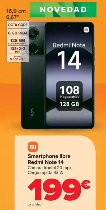 Carrefour REDMI martphone libre Note 14 oferta