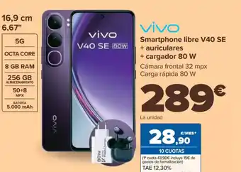 Carrefour VIVO Smartphone libre V40 SE + auriculares + cargador 80 W oferta