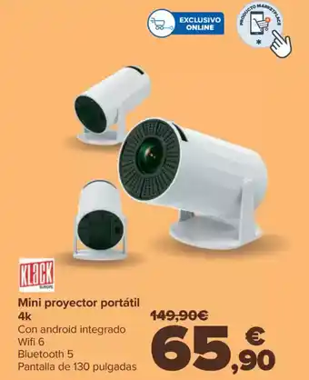 Carrefour KLACK Mini proyector portátil 4k oferta