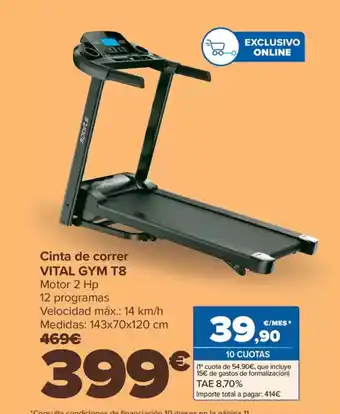 Carrefour Cinta de correr VITAL GYM T8 Motor 2 Hp oferta