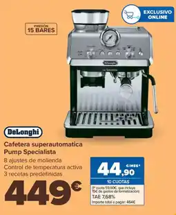 Carrefour DELONGHI Cafetera superautomatica Pump Specialista oferta