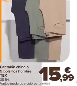 Carrefour TEX Pantalón chino o 5 bolsillos hombre oferta