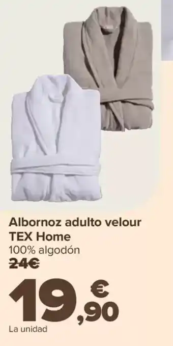 Carrefour TEX Albornoz adulto velour Home oferta