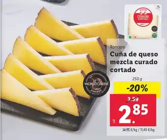 Lidl Cuña de queso mezcla curado cortado oferta