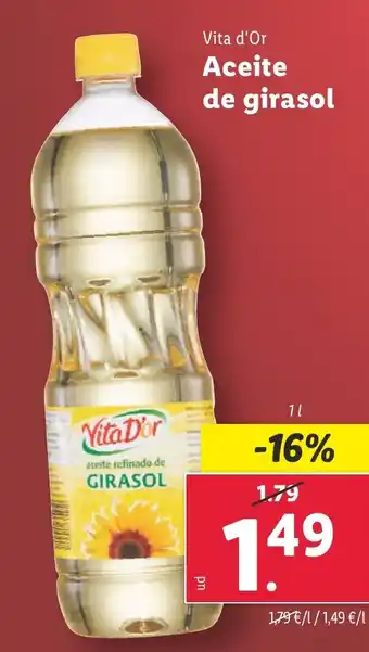 Lidl VITA D'OR Aceite de girasol oferta