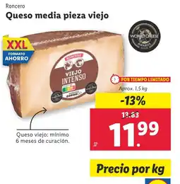 Lidl RONCERO Queso media pieza viejo oferta