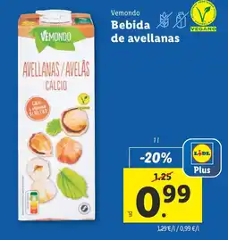 Lidl VEMONDO ebida de avellanas oferta