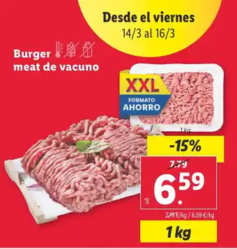 Lidl Burger meat de vacuno oferta