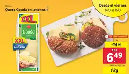 Lidl MILBONA Queso Gouda en lonchas oferta