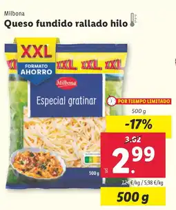 Lidl MILBONA Queso fundido rallado hilo oferta