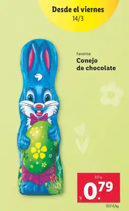 Lidl FAVORINA Conejo de chocolate oferta