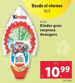 Lidl KINDER gran sorpresa Avengers oferta